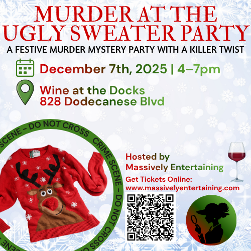 An Ugly Sweater Murder Mystery at Wine at the Docks